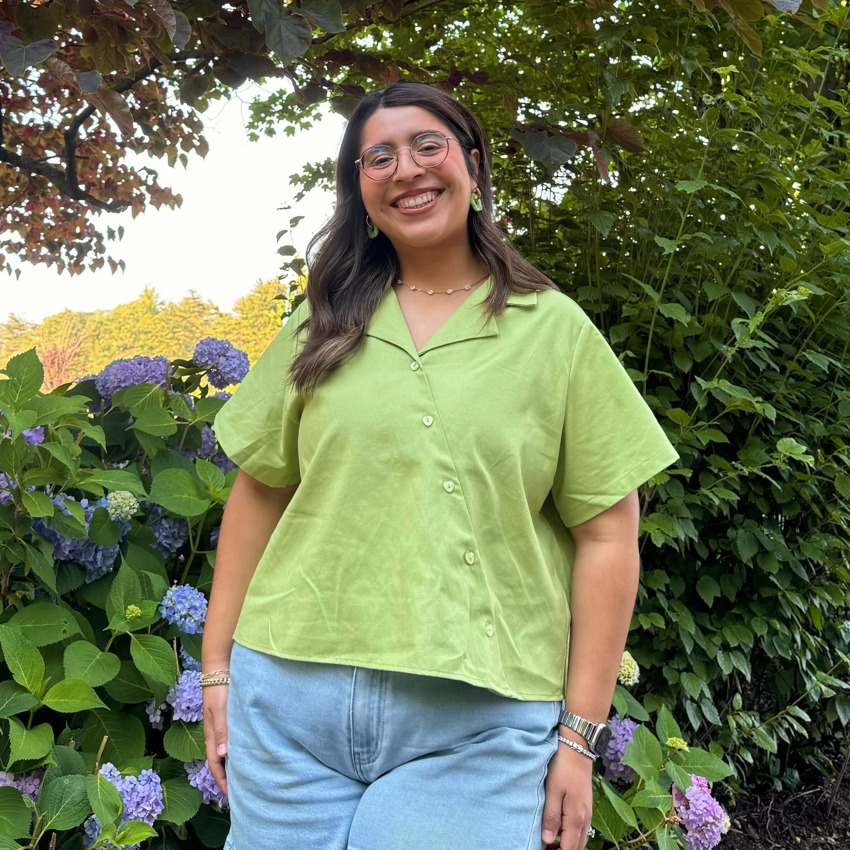 Diagonal Button-Up - Solid Green