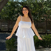 Smocked Strap Peplum Top - Tofu *Clearance Sale*