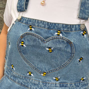 Denim Overall Dress - Light Wash with Bees *Clearance Sale*