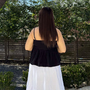 Smocked Strap Peplum Top - Black *Clearance Sale*