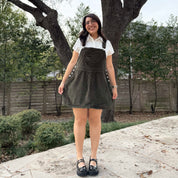 Corduroy Overall Dress - Olive *Clearance Sale*