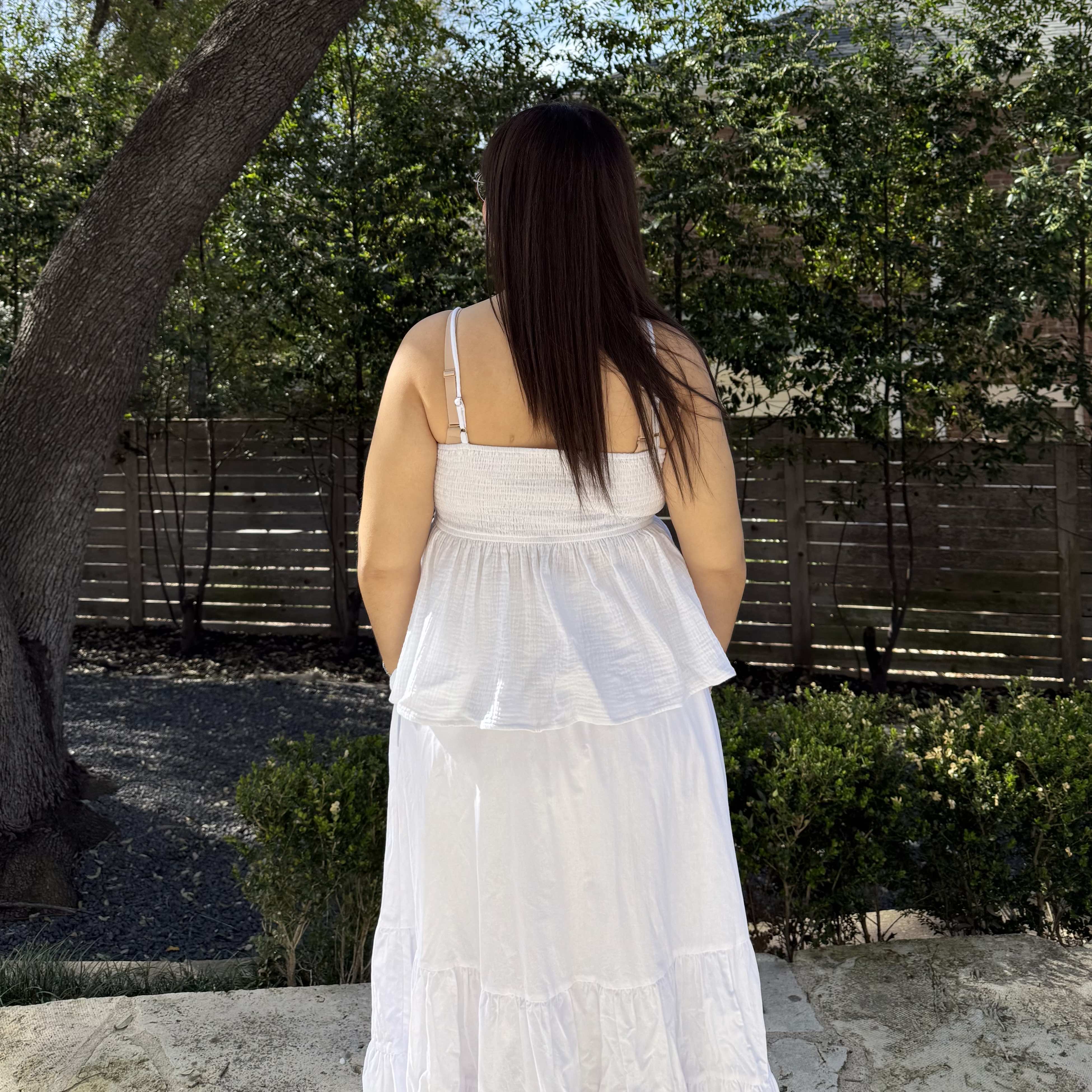 Smocked Strap Peplum Top - Tofu *Clearance Sale*