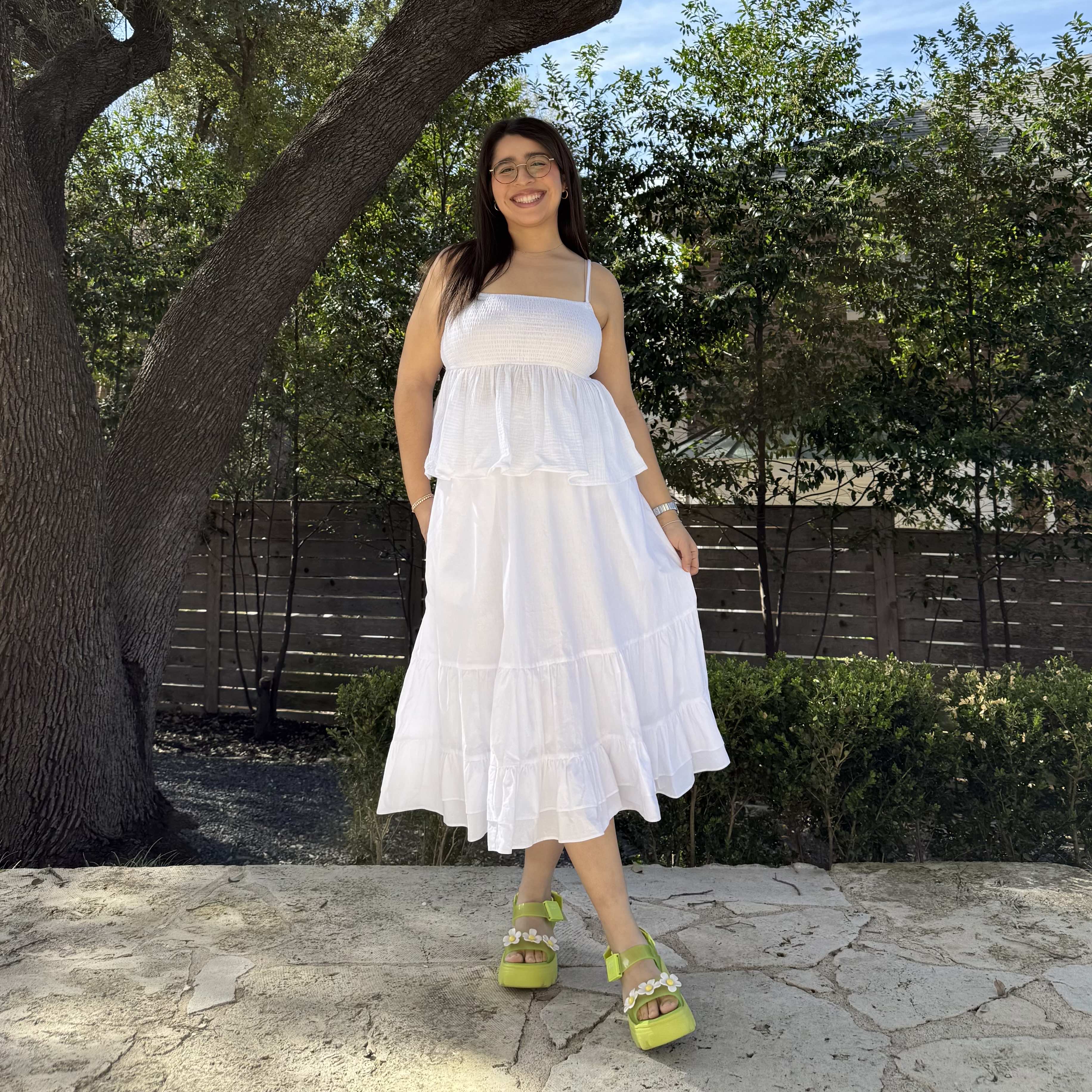 Smocked Strap Peplum Top - Tofu *Clearance Sale*