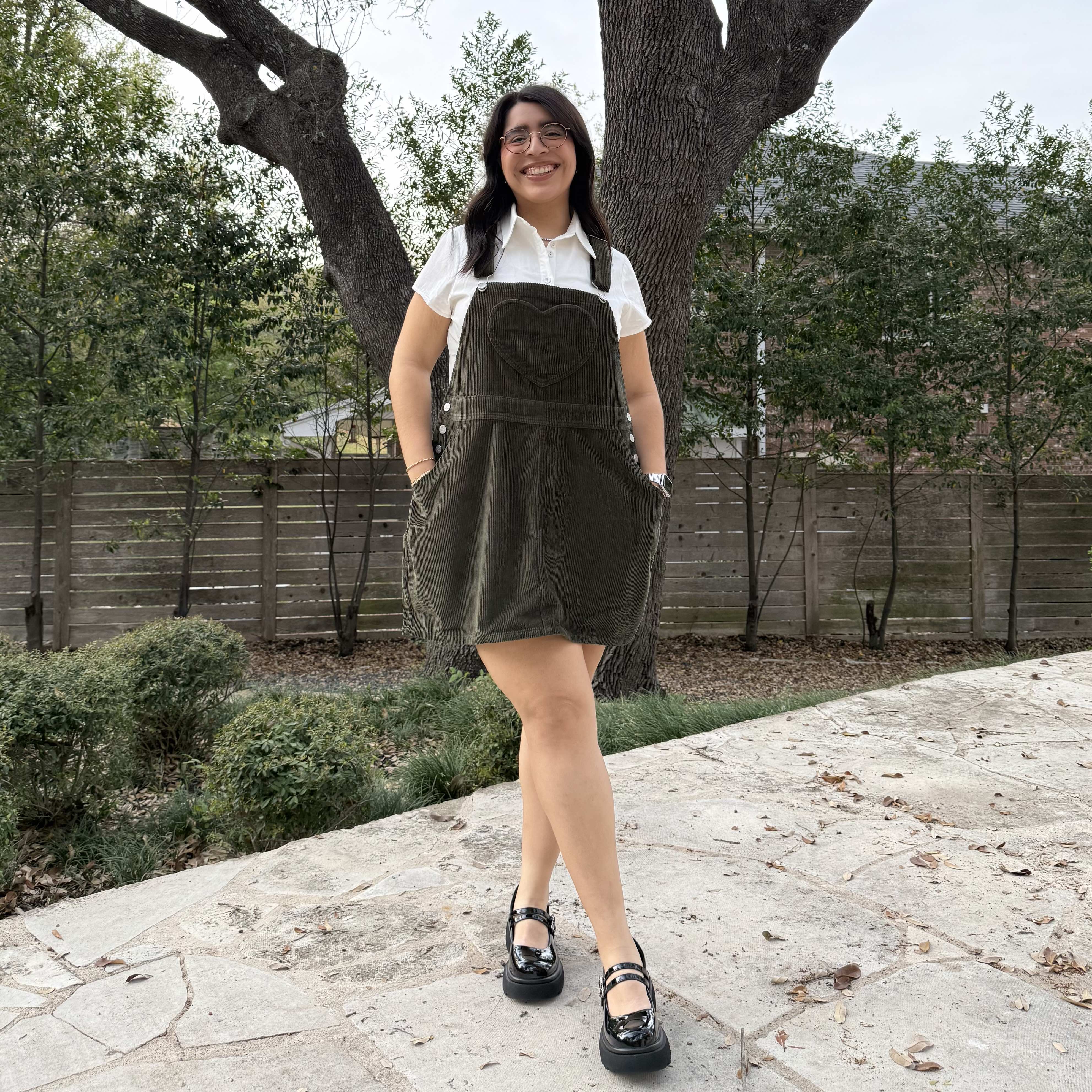 Corduroy Overall Dress - Olive *Clearance Sale*