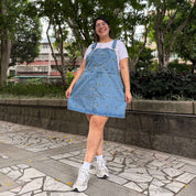 Denim Overall Dress - Light Wash with Bees *Clearance Sale*