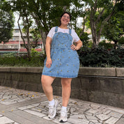Denim Overall Dress - Light Wash with Bees *Clearance Sale*