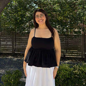 Smocked Strap Peplum Top - Black *Clearance Sale*