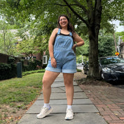 Denim Overall Shorts - Light Wash
