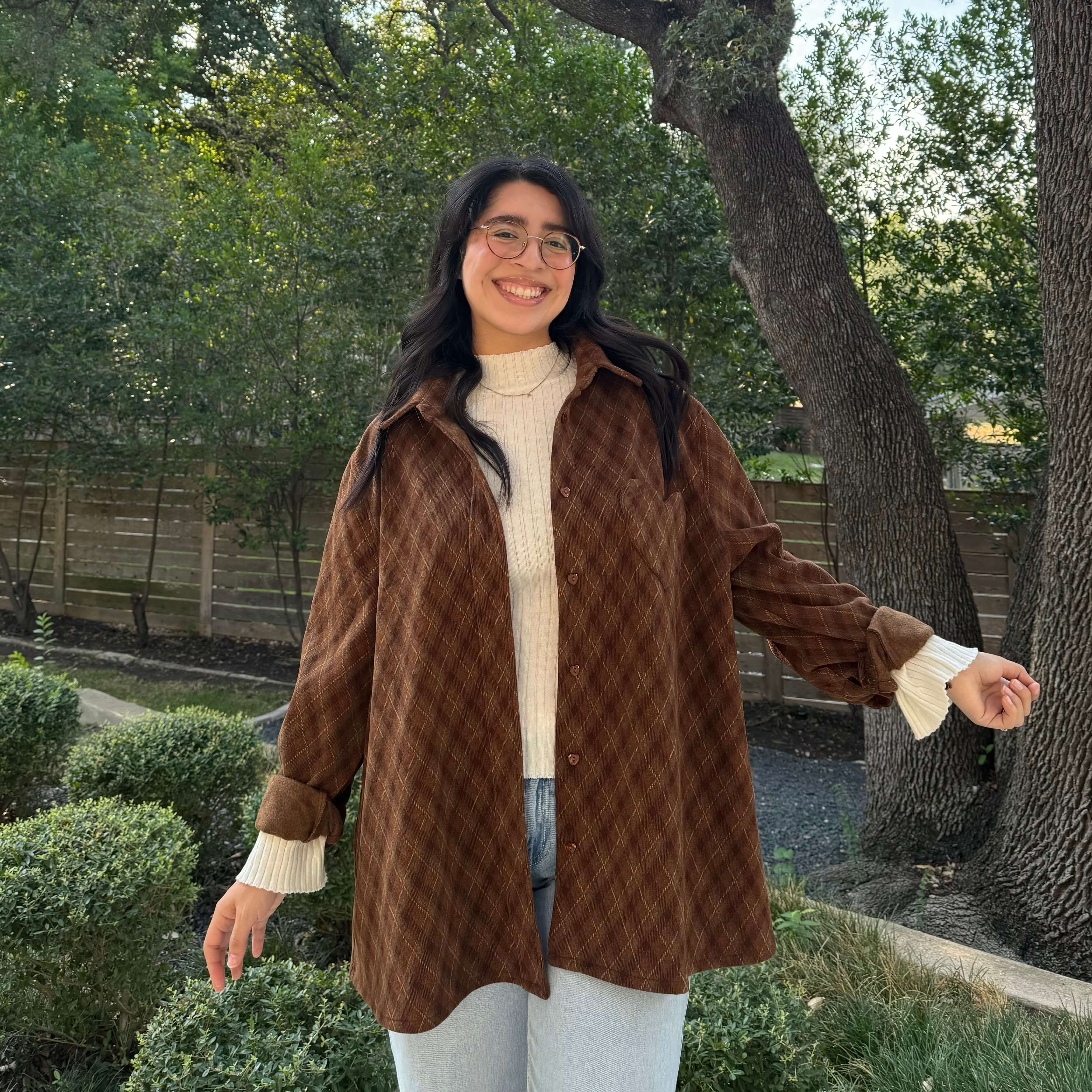 Cozy Long-Sleeve Button-Up - Chocolate Plaid *Clearance Sale*