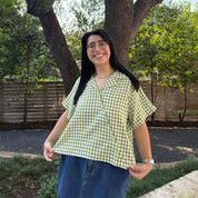 Diagonal Button-Up - Matcha Gingham *Clearance Sale*