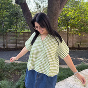Diagonal Button-Up - Matcha Gingham *Clearance Sale*