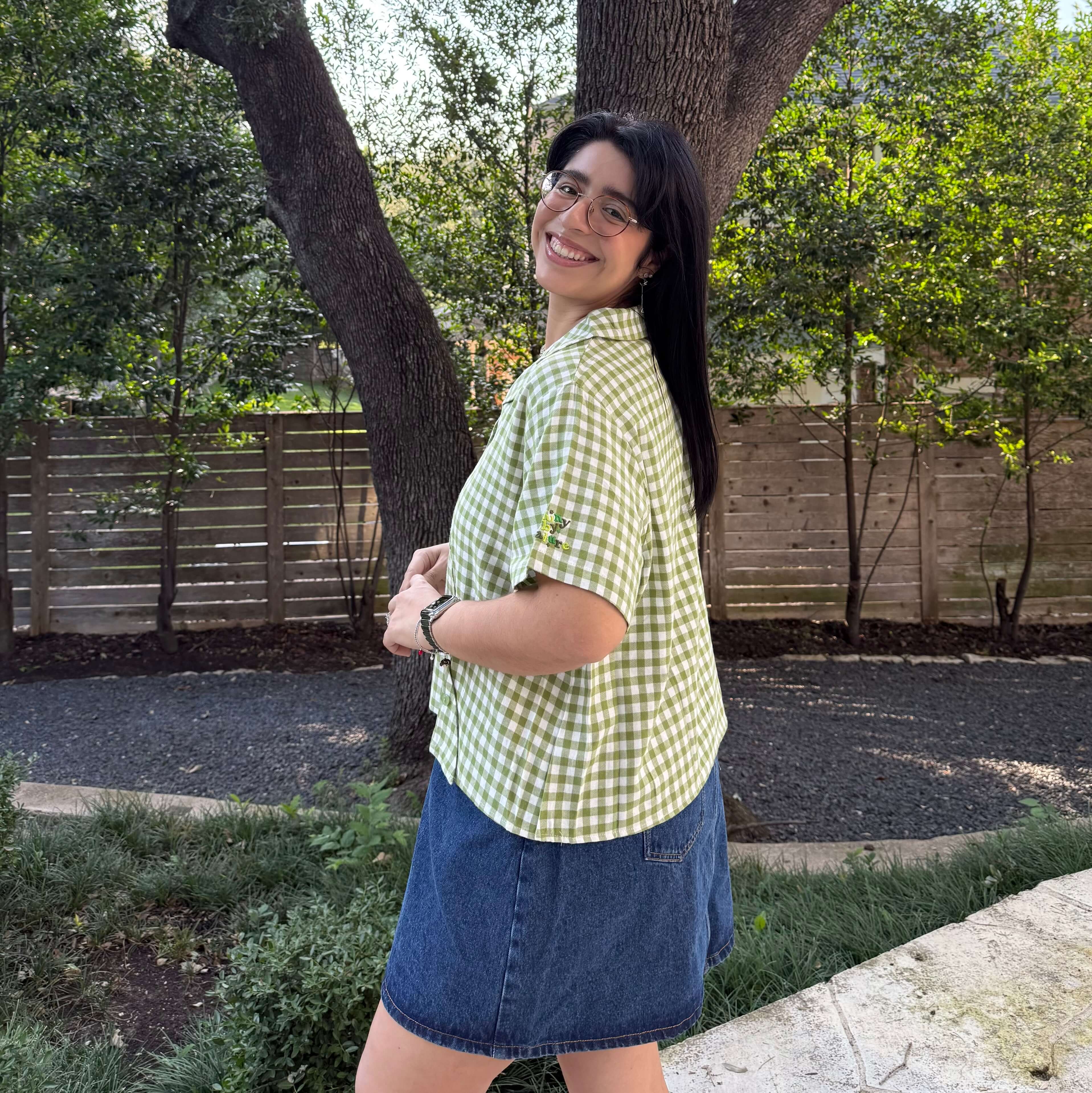 Diagonal Button-Up - Matcha Gingham *Clearance Sale*