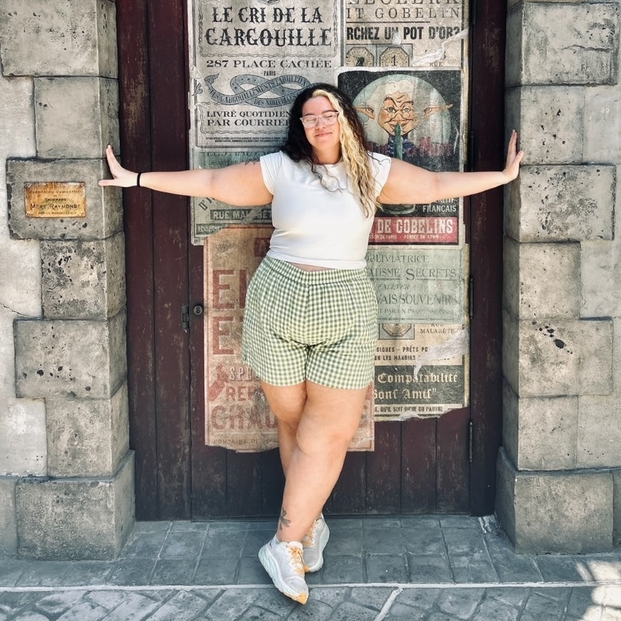 Summer Gingham Shorts - Matcha *Clearance Sale*